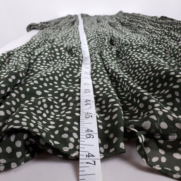 Zara Spotted Chiffon V-neck Midi Dress - Picture 15 of 16